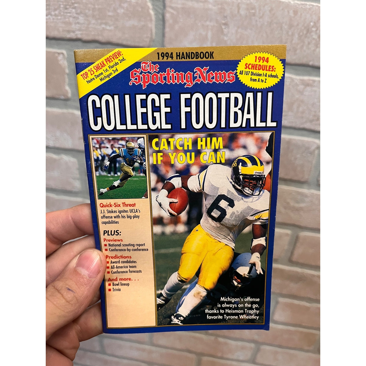 1994 Sporting News College Football Handbook - Tyrone Wheatley, Warren Sapp