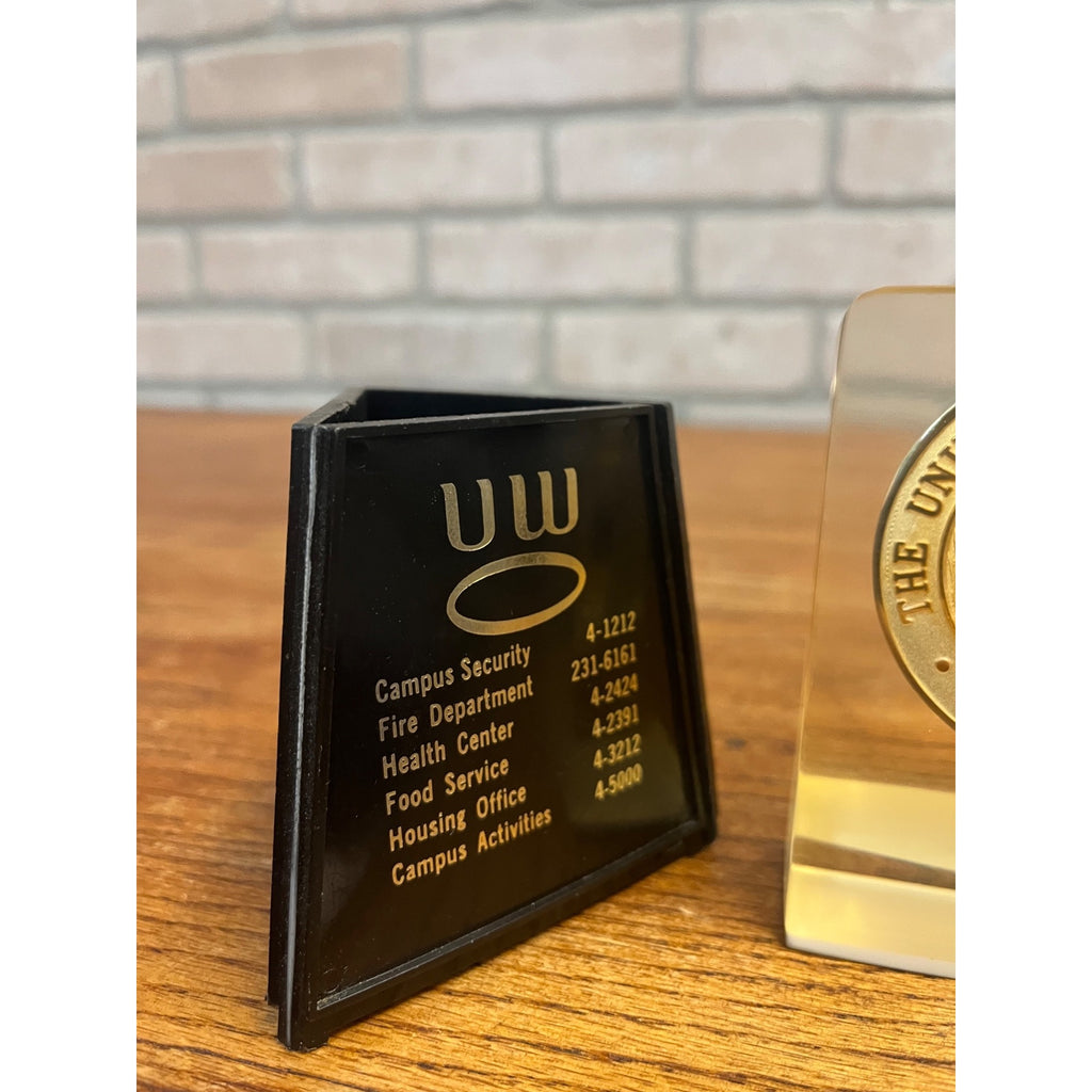 Vintage 1960's Wisconsin State University Oshkosh Desk Cup Paperweight Display