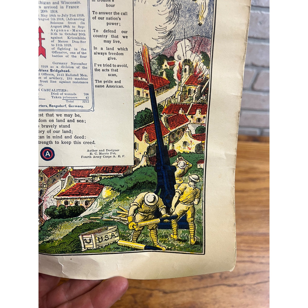 WWI US Army AEF 32nd Infantry Division Red Arrow Soldier's Creed Litho Poster