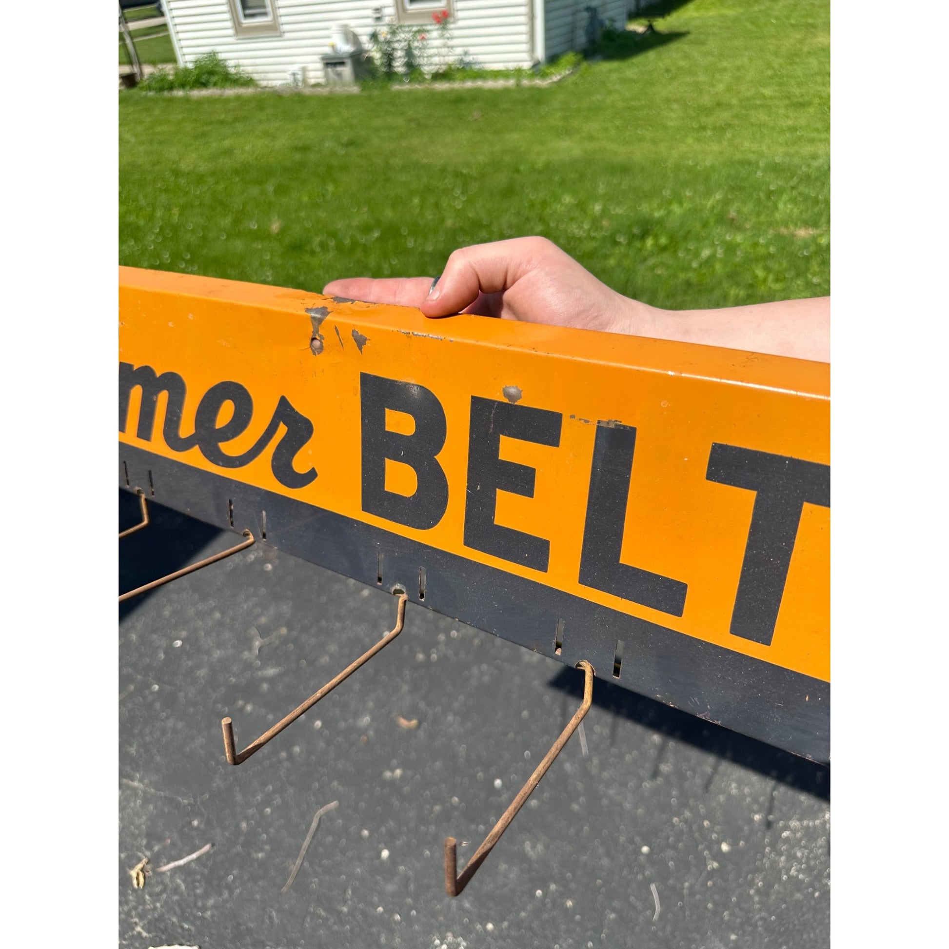 Vintage 1940's GILMER FAN BELTS Gas Station Automotive Display Rack Sign w/Hooks