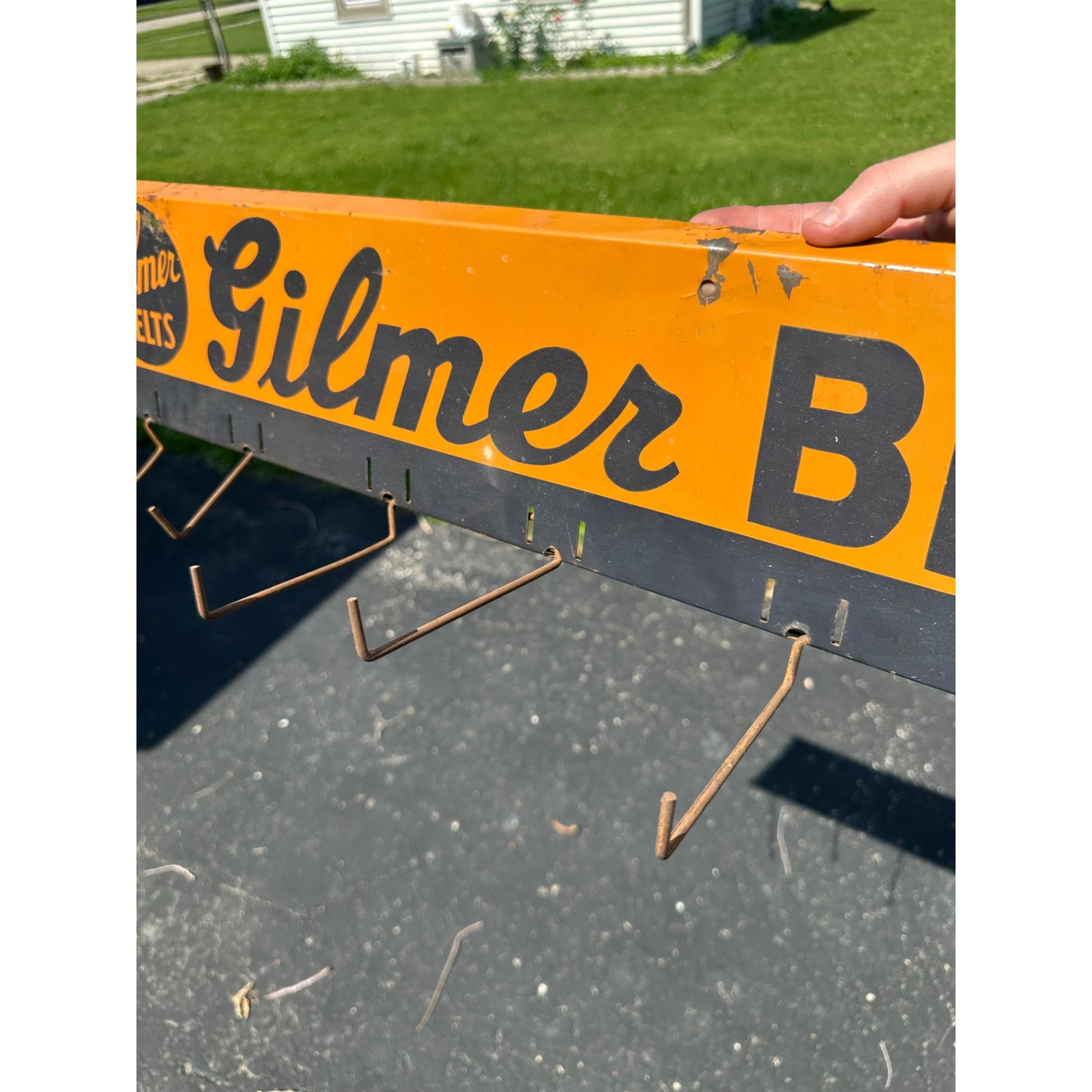 Vintage 1940's GILMER FAN BELTS Gas Station Automotive Display Rack Sign w/Hooks