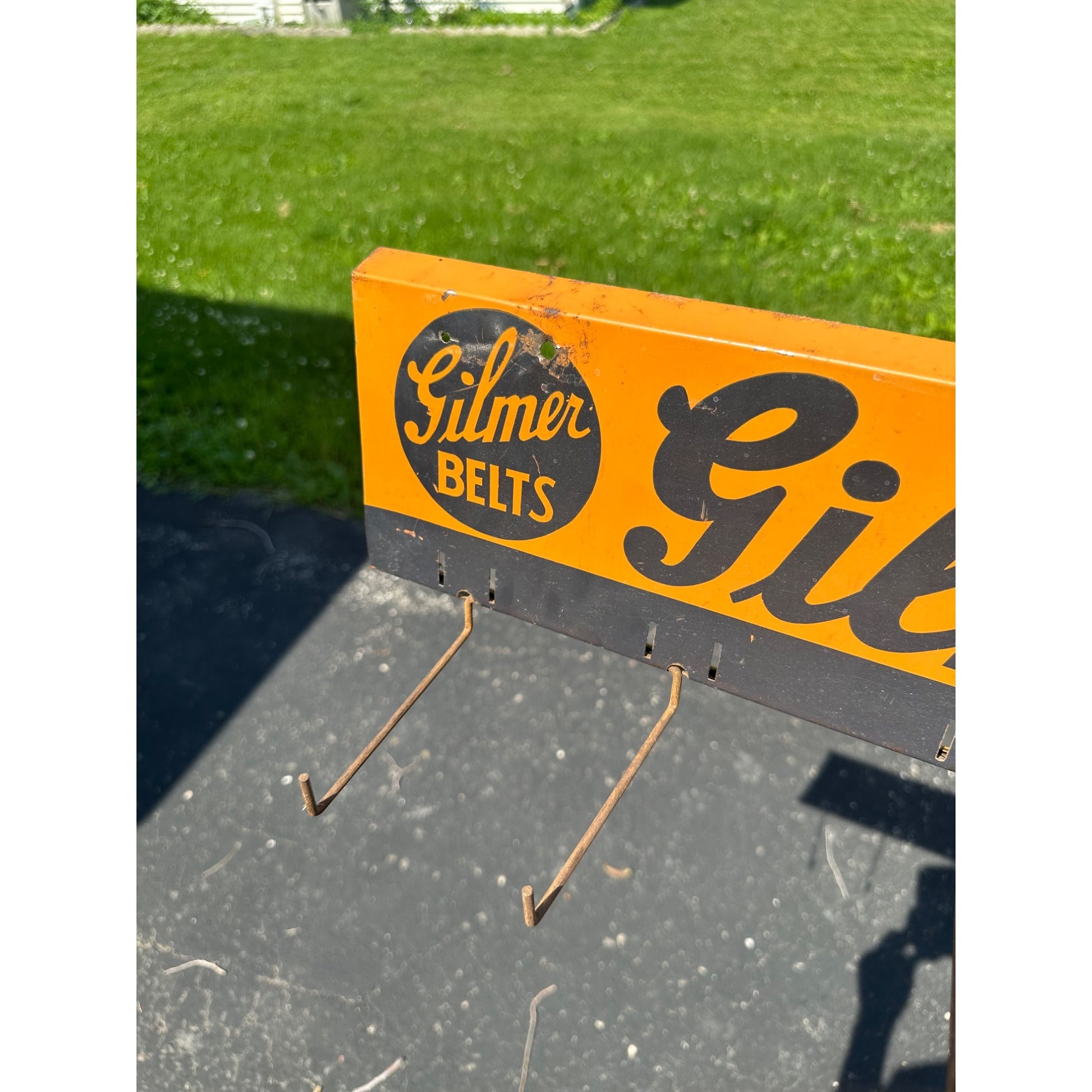 Vintage 1940's GILMER FAN BELTS Gas Station Automotive Display Rack Sign w/Hooks