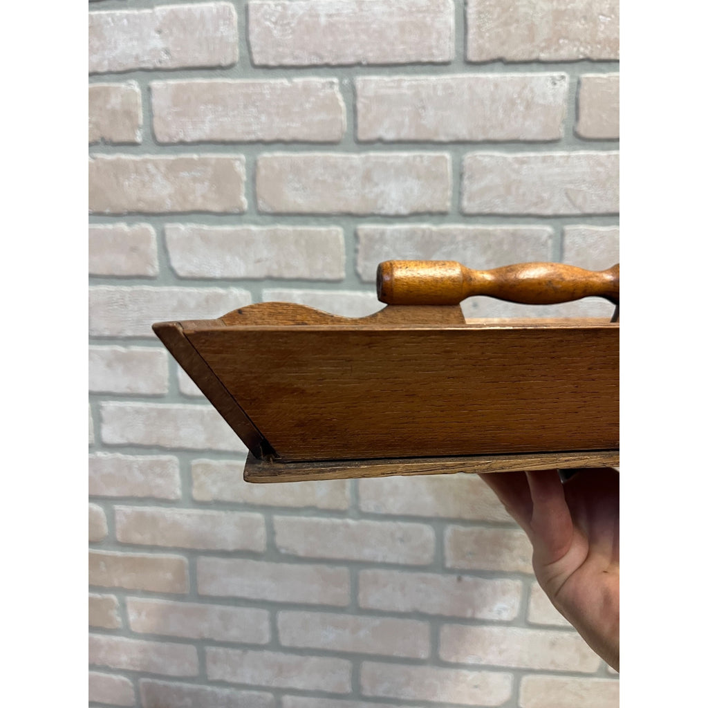 Antique Primitive Wooden Kitchen Utensil Caddy Tote Carved Farmhouse Country AAFA Decor