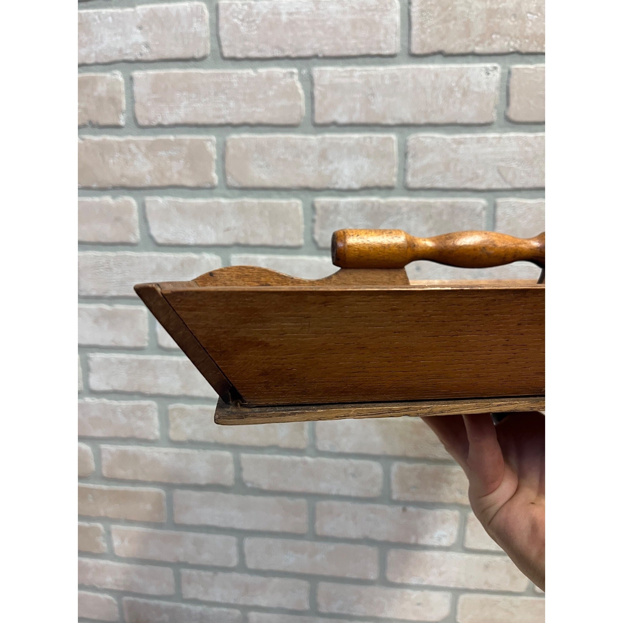Antique Primitive Wooden Kitchen Utensil Caddy Tote Carved Farmhouse Country AAFA Decor