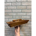 Antique Primitive Wooden Kitchen Utensil Caddy Tote Carved Farmhouse Country AAFA Decor