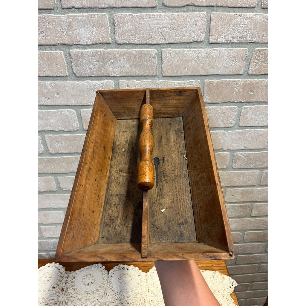 Antique Primitive Wooden Kitchen Utensil Caddy Tote Carved Farmhouse Country AAFA Decor