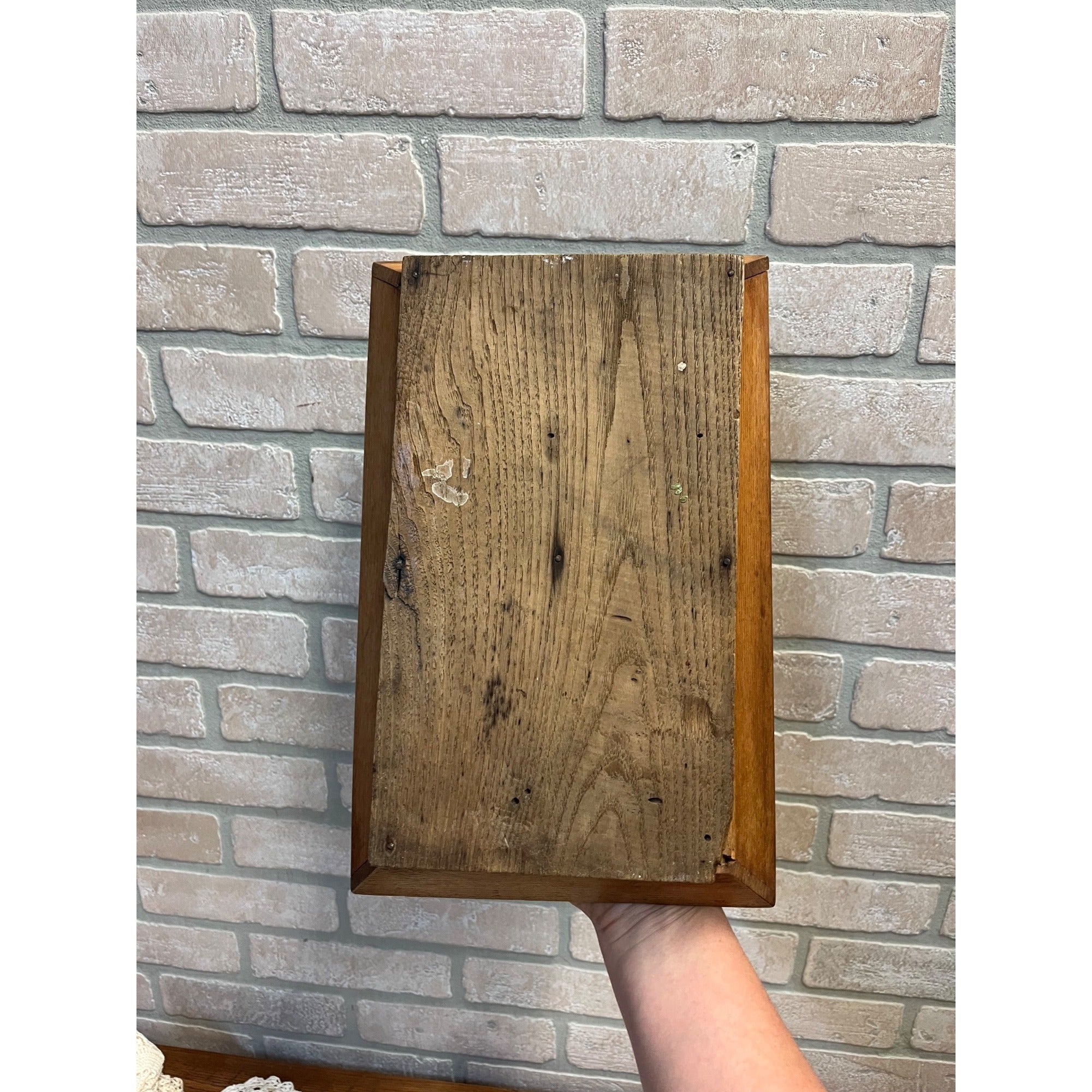 Antique Primitive Wooden Kitchen Utensil Caddy Tote Carved Farmhouse Country AAFA Decor