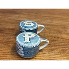 Vintage Currier & Ives Royal Blue Carriage Horse Salt and Pepper Shakers Pair