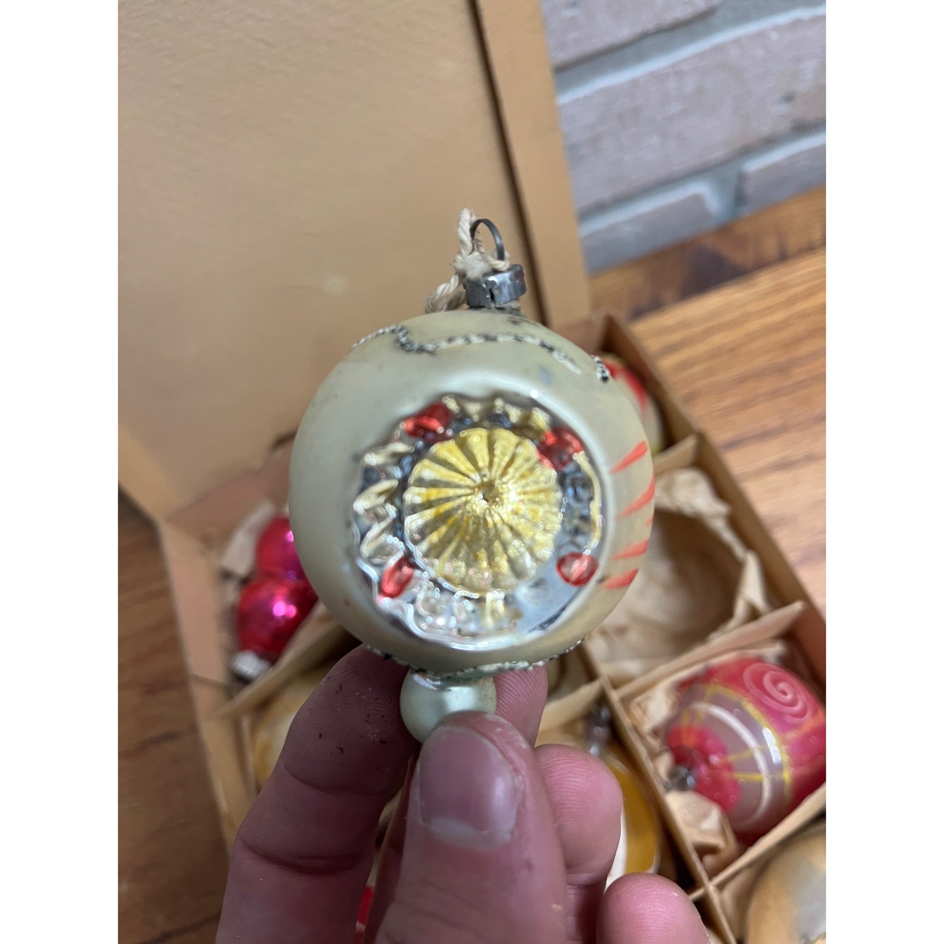 Vintage c1930s Box of German Hand Blown Christmas Ornaments