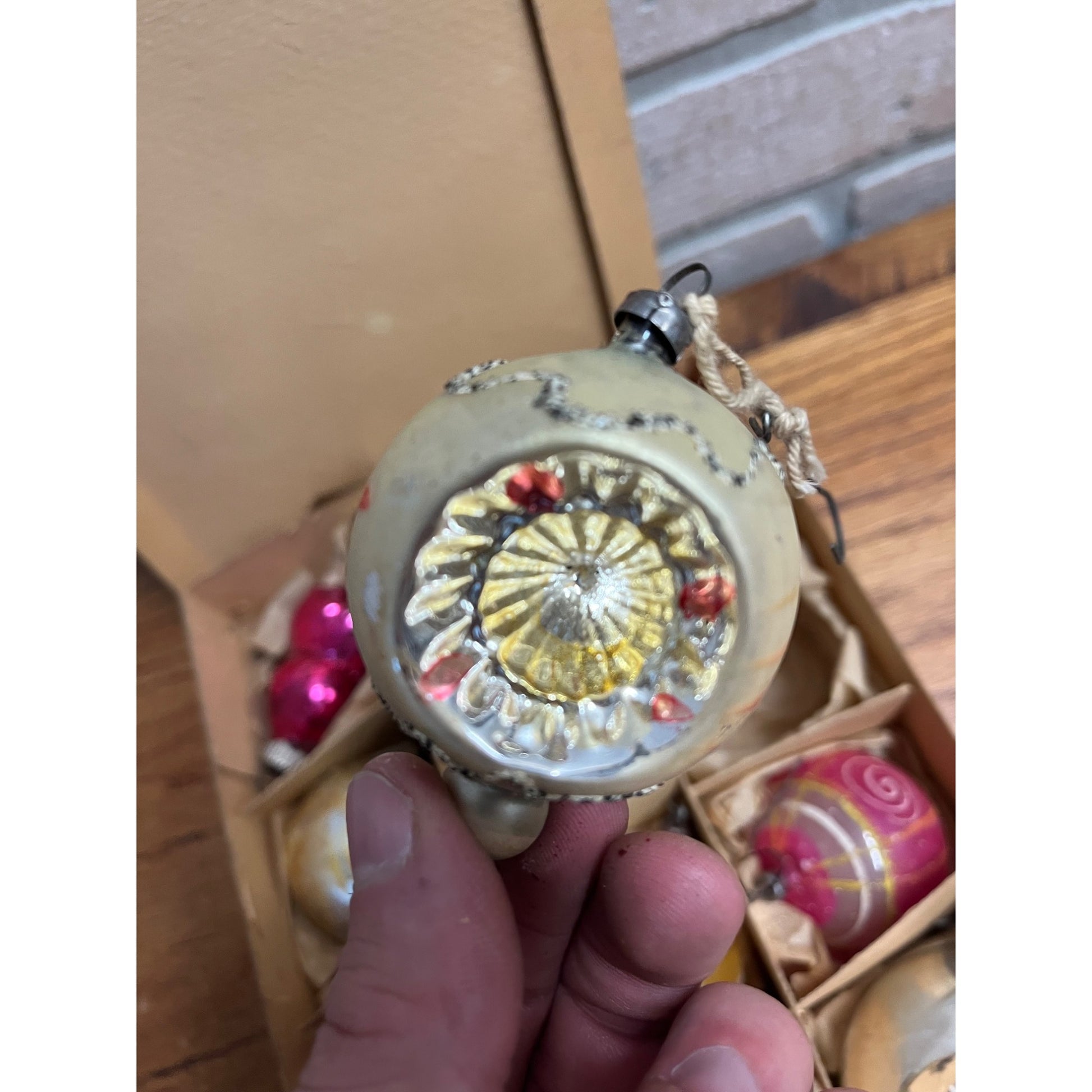 Vintage c1930s Box of German Hand Blown Christmas Ornaments