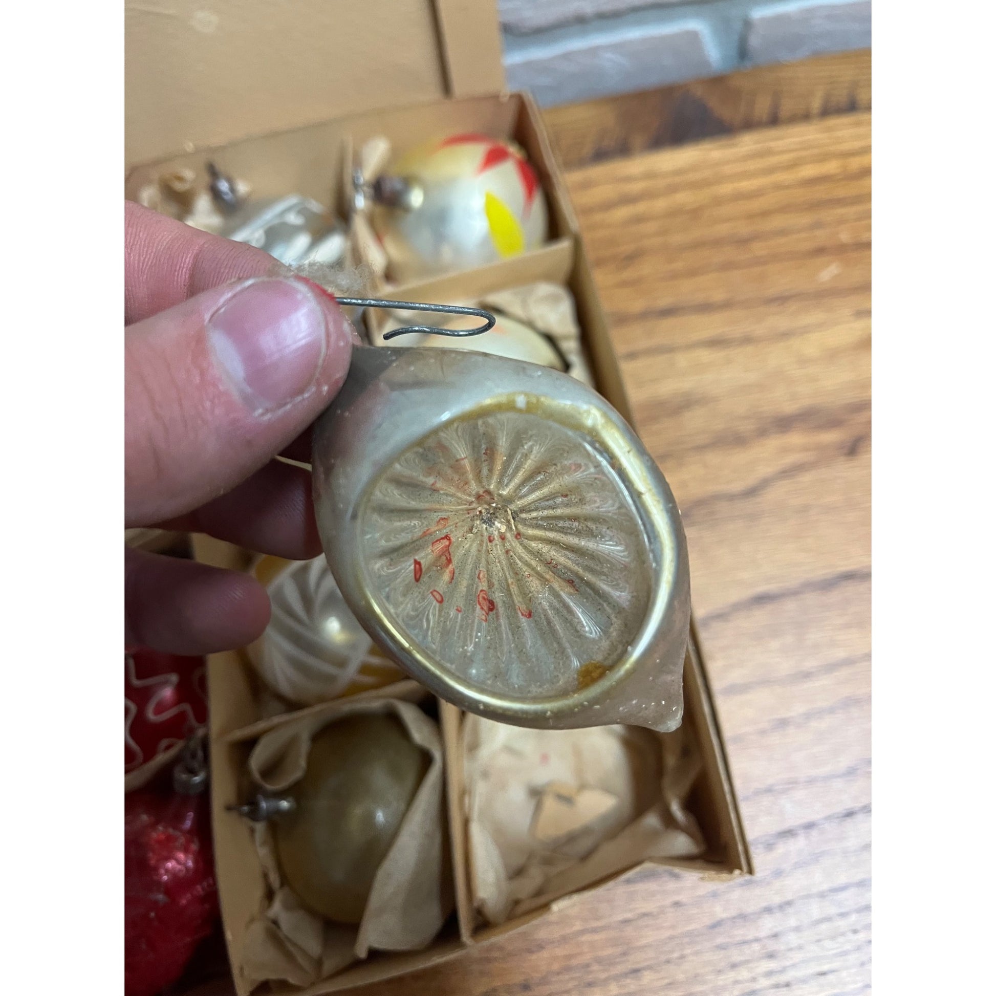 Vintage c1930s Box of German Hand Blown Christmas Ornaments