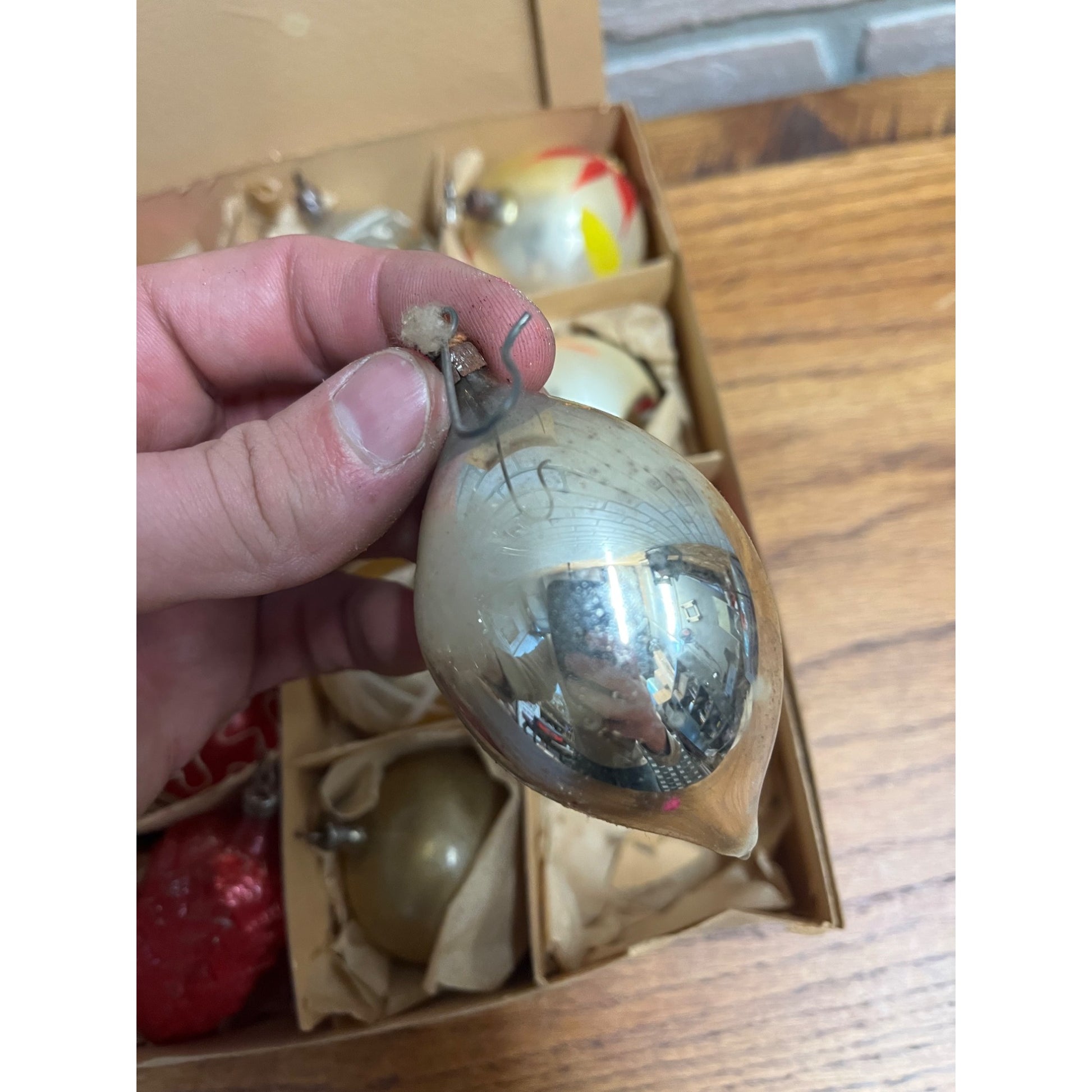 Vintage c1930s Box of German Hand Blown Christmas Ornaments