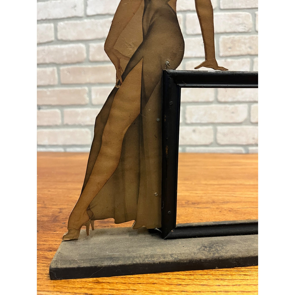 RARE Vintage 1930s Art Deco Sexy Pinup Girl Wooden Diecut Photo Picture Frame