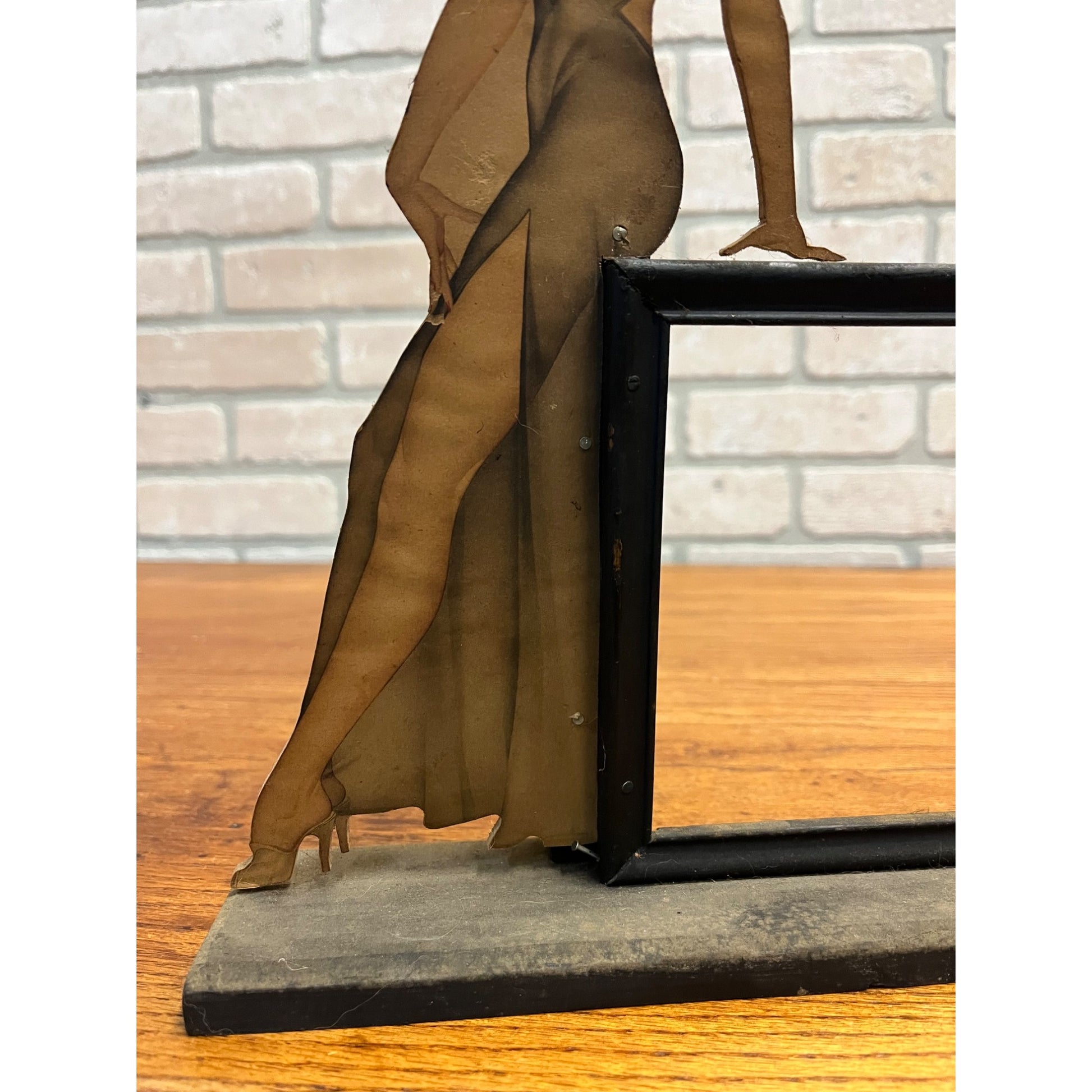 RARE Vintage 1930s Art Deco Sexy Pinup Girl Wooden Diecut Photo Picture Frame