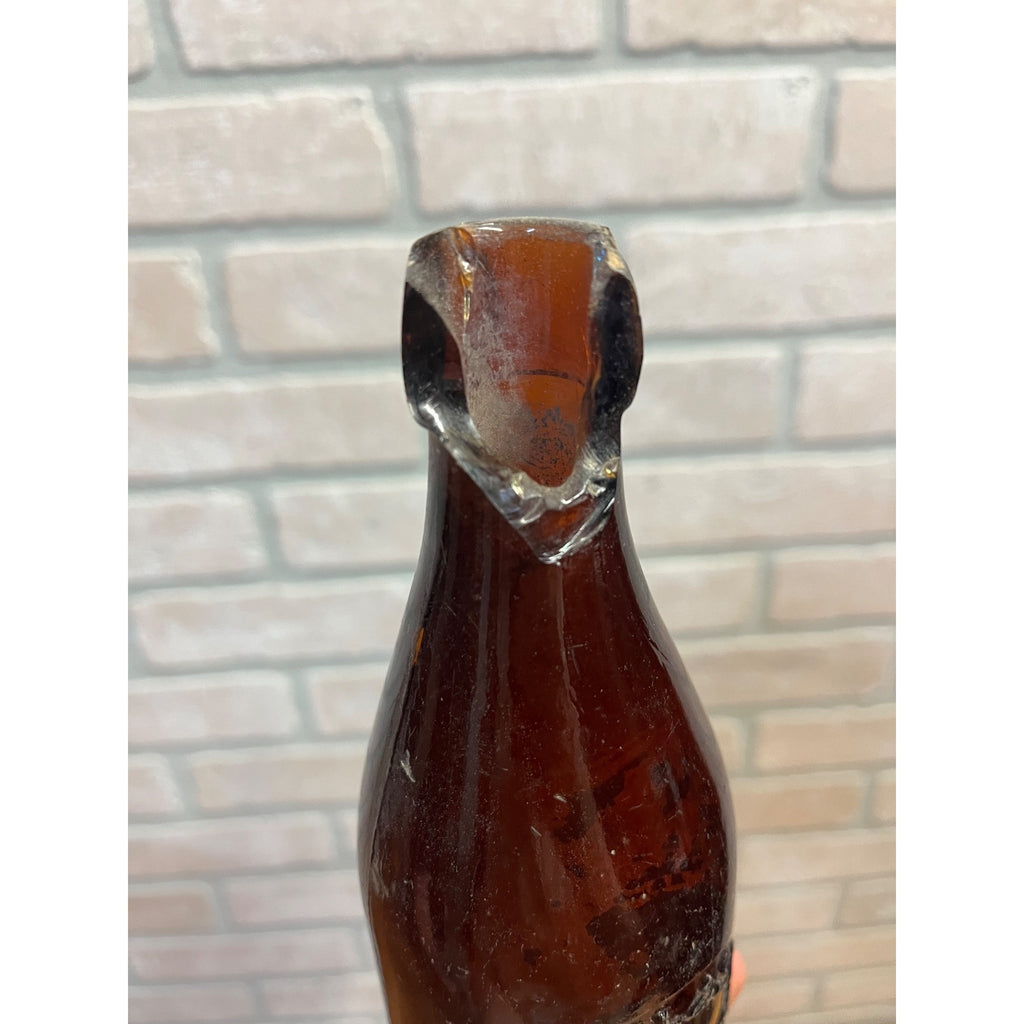 Antique A Engel & Son Fond du Lac Wis Amber Blob Top Beer Bottle Wisconsin