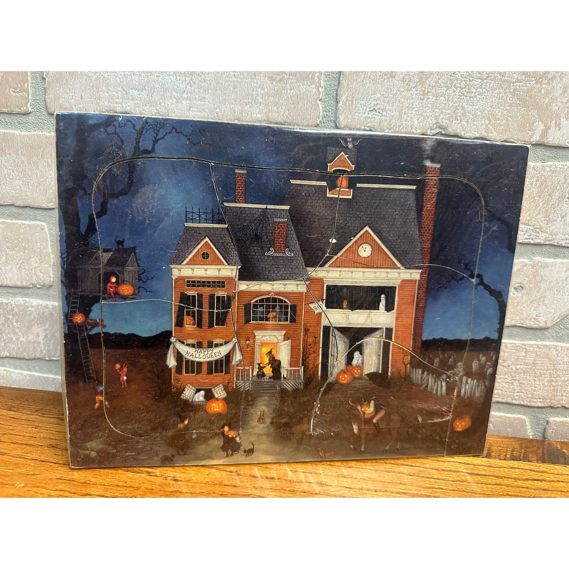 RARE Vintage 1992 Halloween Haunted House Puzzle Tray Linda Nelson Stooks