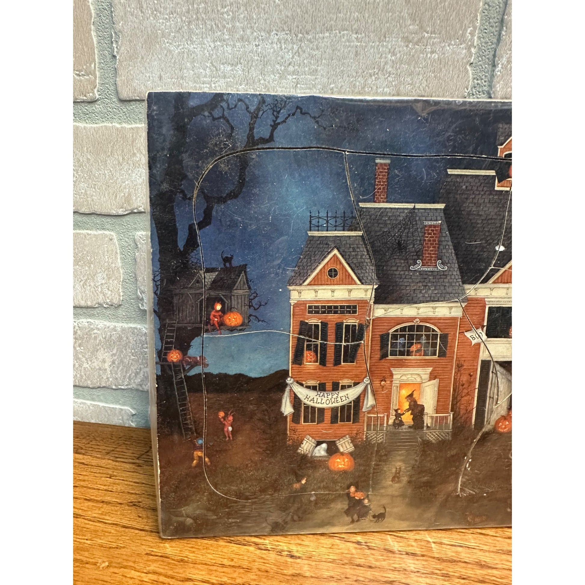 RARE Vintage 1992 Halloween Haunted House Puzzle Tray Linda Nelson Stooks