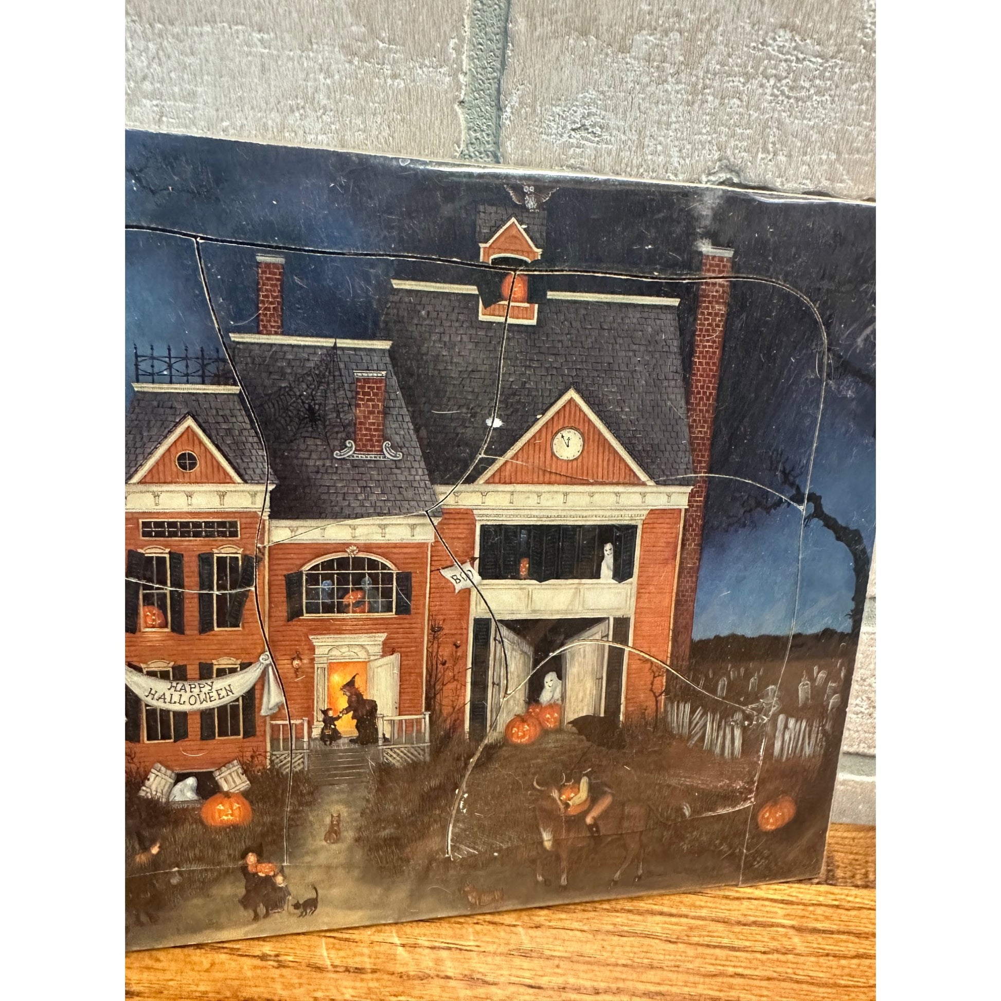 RARE Vintage 1992 Halloween Haunted House Puzzle Tray Linda Nelson Stooks