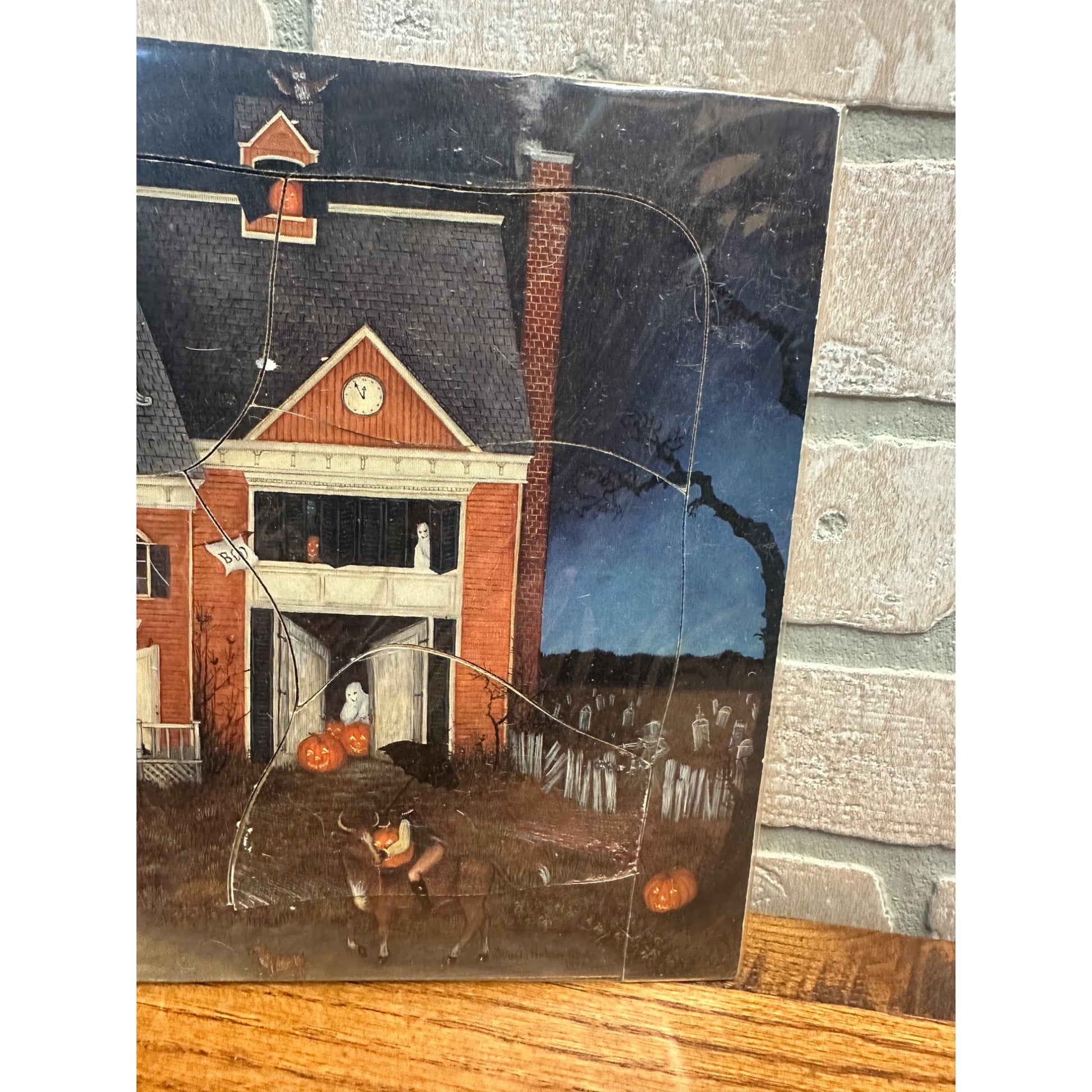 RARE Vintage 1992 Halloween Haunted House Puzzle Tray Linda Nelson Stooks