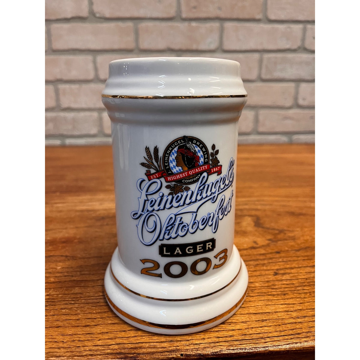 Vintage Leinenkugel's Ceramic Stein Oktoberfest Lager 2003 Indian Maiden Logo Chippewa Falls, WI Domex Breweriana Germany