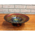Antique Vintage Dugan Carnival Glass Amethyst Dome Shaped Bowl Double Stem Rose