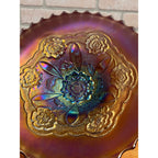 Antique Vintage Dugan Carnival Glass Amethyst Dome Shaped Bowl Double Stem Rose