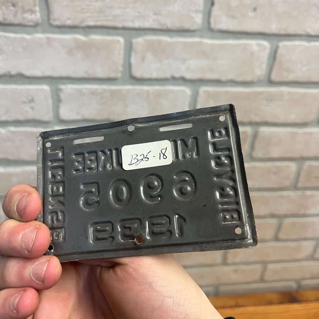 Vintage Wisconsin Bicycle Bike License Plate Embossed 1939 Milwaukee