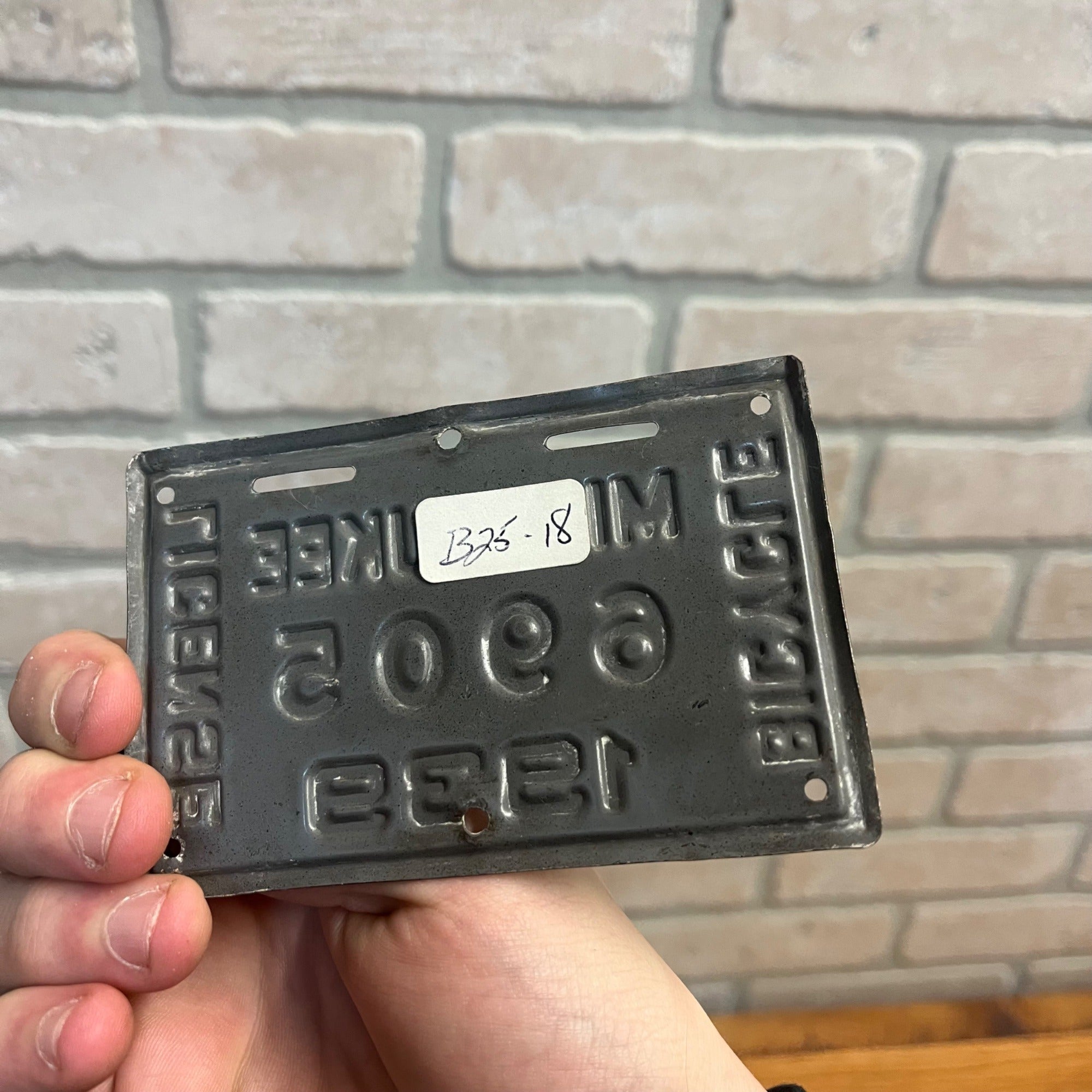 Vintage Wisconsin Bicycle Bike License Plate Embossed 1939 Milwaukee