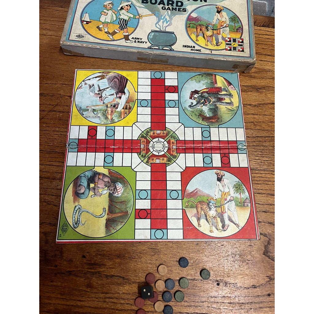 Antique 1920s Combination Board Games Army & Navy Indian Home Wilder Incomplete