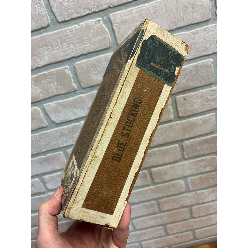 Vintage Blue Stocking Cigar Wooden Box Advertising Pennsylvania Store Display