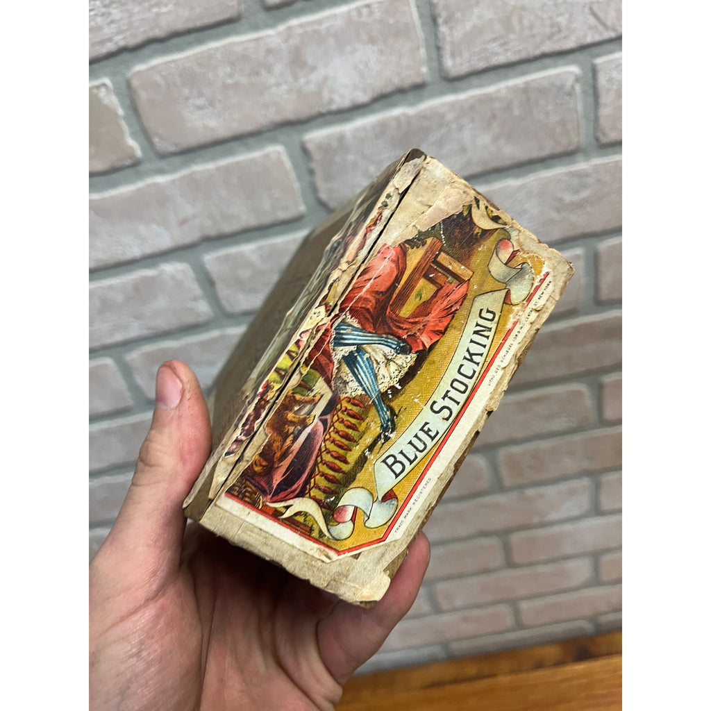 Vintage Blue Stocking Cigar Wooden Box Advertising Pennsylvania Store Display