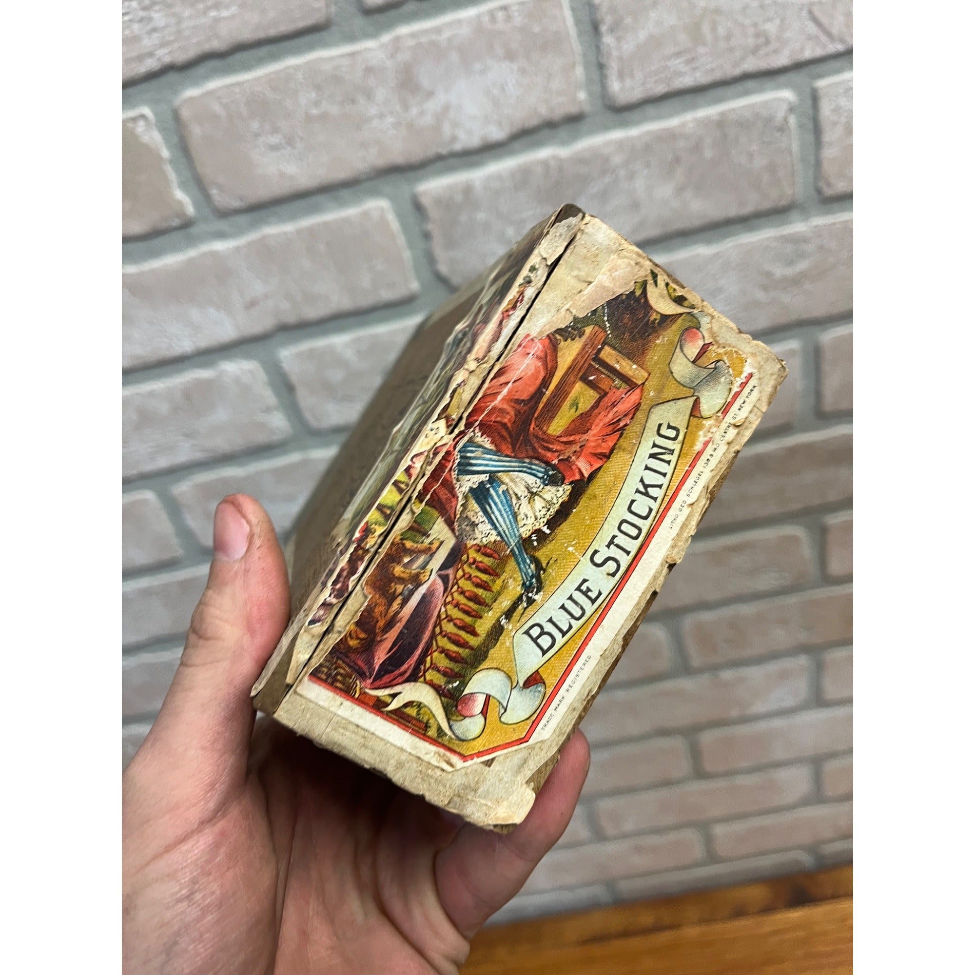 Vintage Blue Stocking Cigar Wooden Box Advertising Pennsylvania Store Display