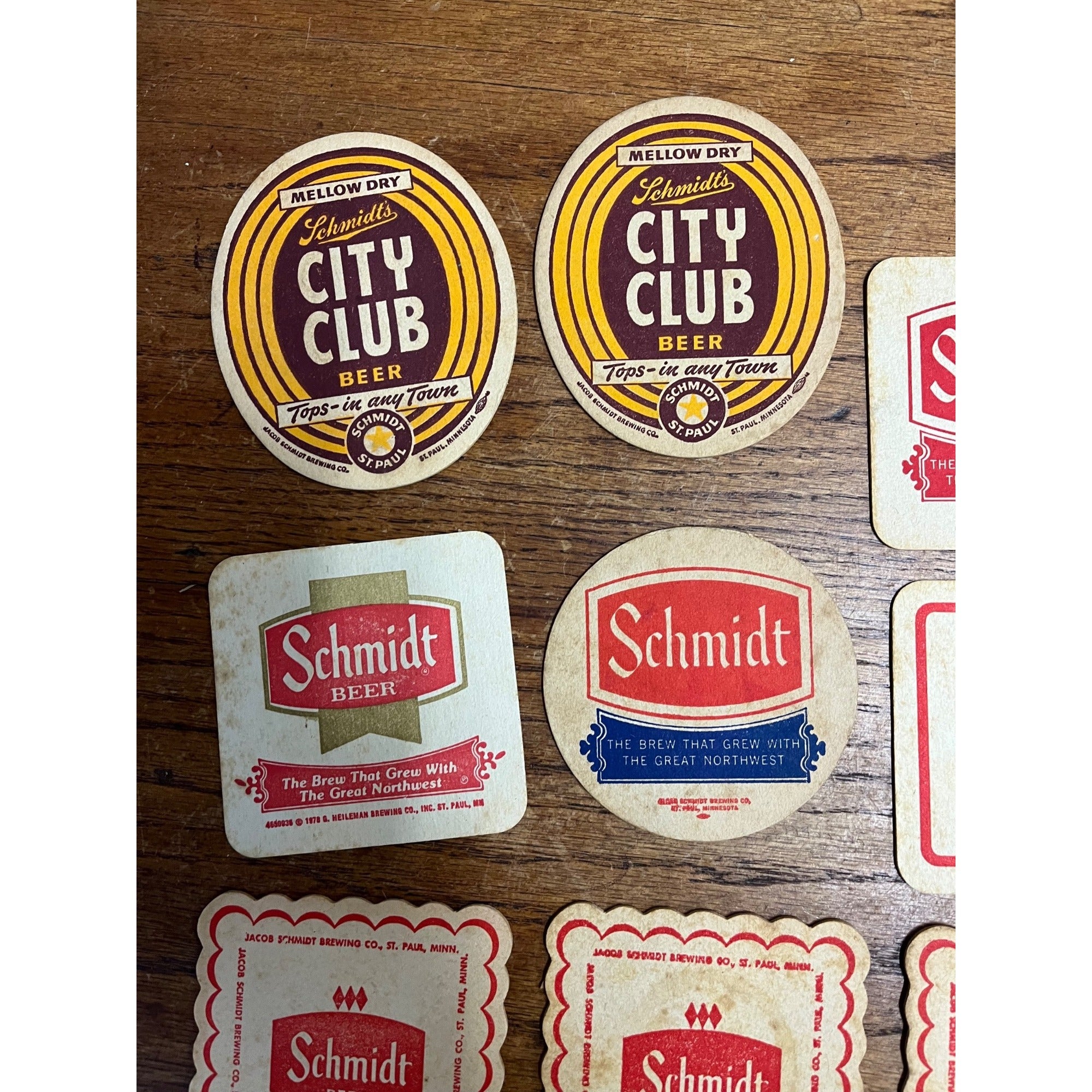 Vintage Schmidt's Beer Bar Coasters Lot City Club Red White ++