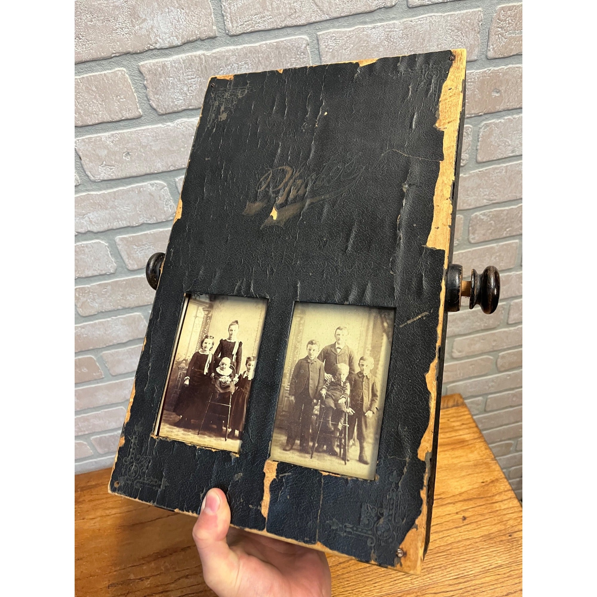 SCARCE Antique Victorian Mechanical Flip-Style Photo Album Viewer Revolving 1800