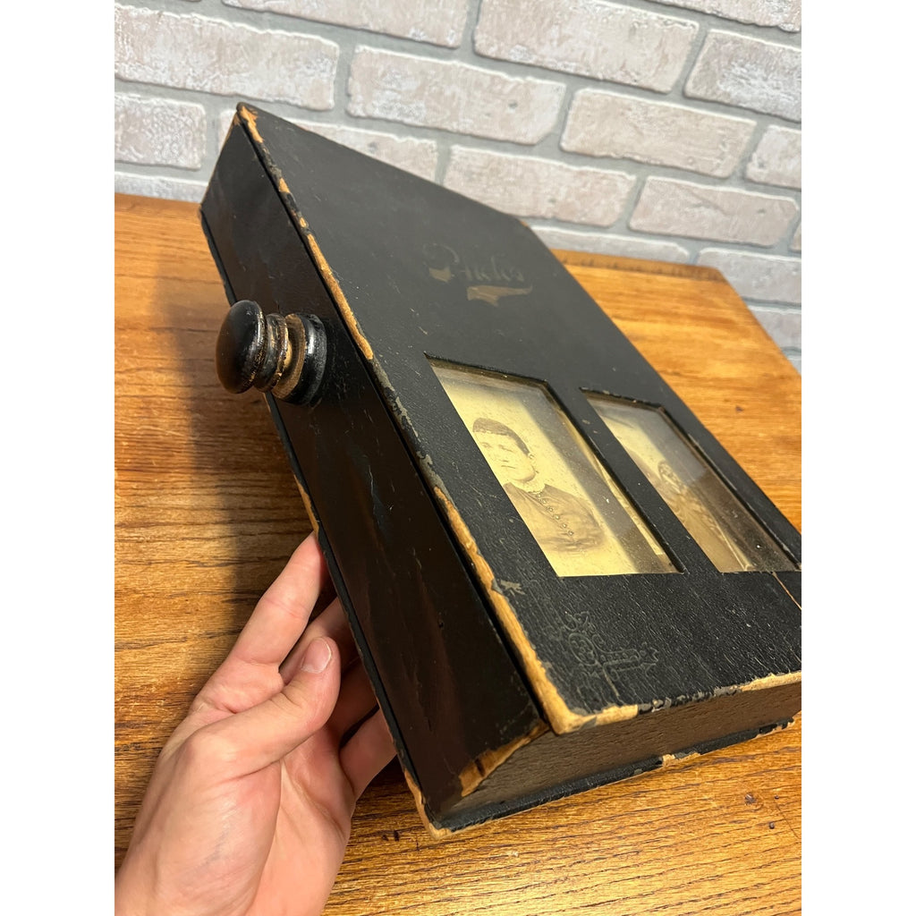 SCARCE Antique Victorian Mechanical Flip-Style Photo Album Viewer Revolving 1800