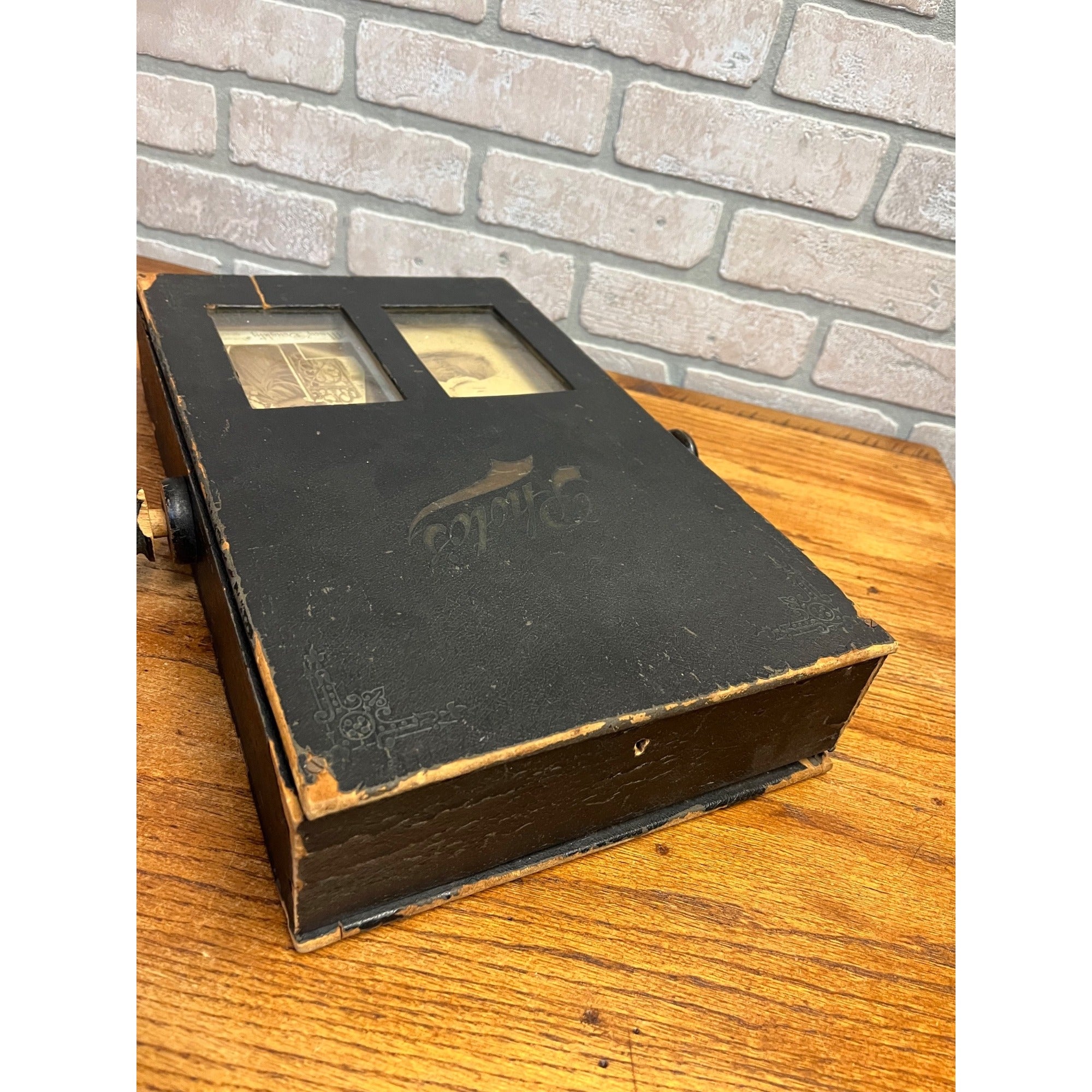 SCARCE Antique Victorian Mechanical Flip-Style Photo Album Viewer Revolving 1800