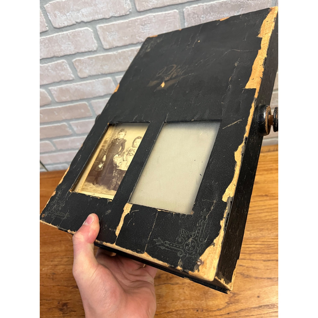 SCARCE Antique Victorian Mechanical Flip-Style Photo Album Viewer Revolving 1800