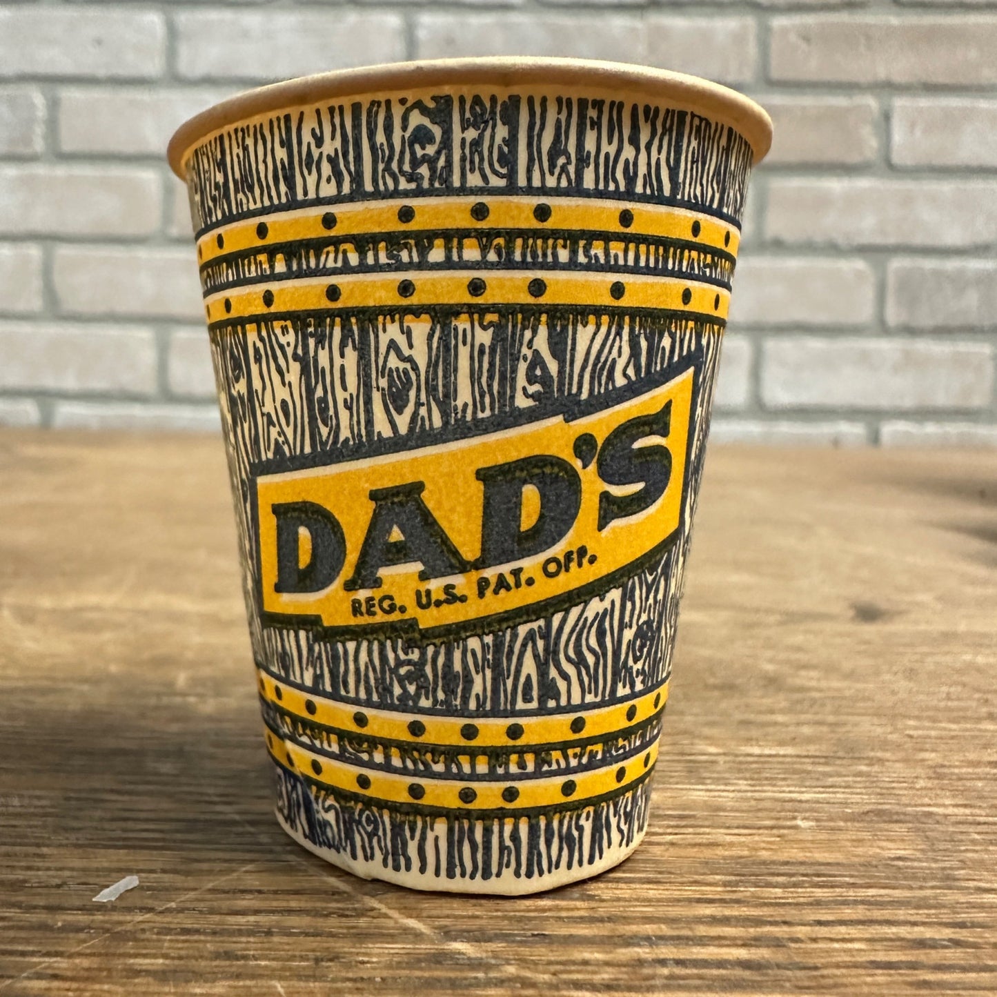 Vintage 4oz Dads Root Beer Soda Paper Wax Cup Barrel Advertising