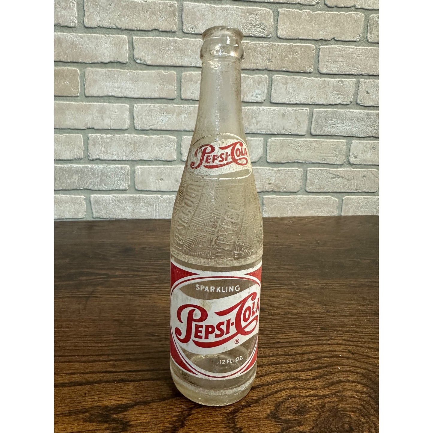 Vintage 1950s Pepsi Cola 12oz Glass Red White Soda Bottle - Winston Salem NC