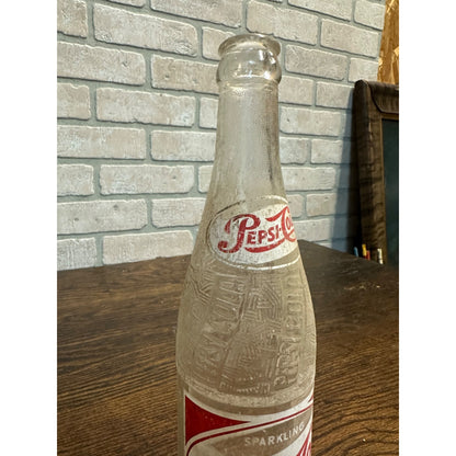 Vintage 1950s Pepsi Cola 12oz Glass Red White Soda Bottle - Winston Salem NC