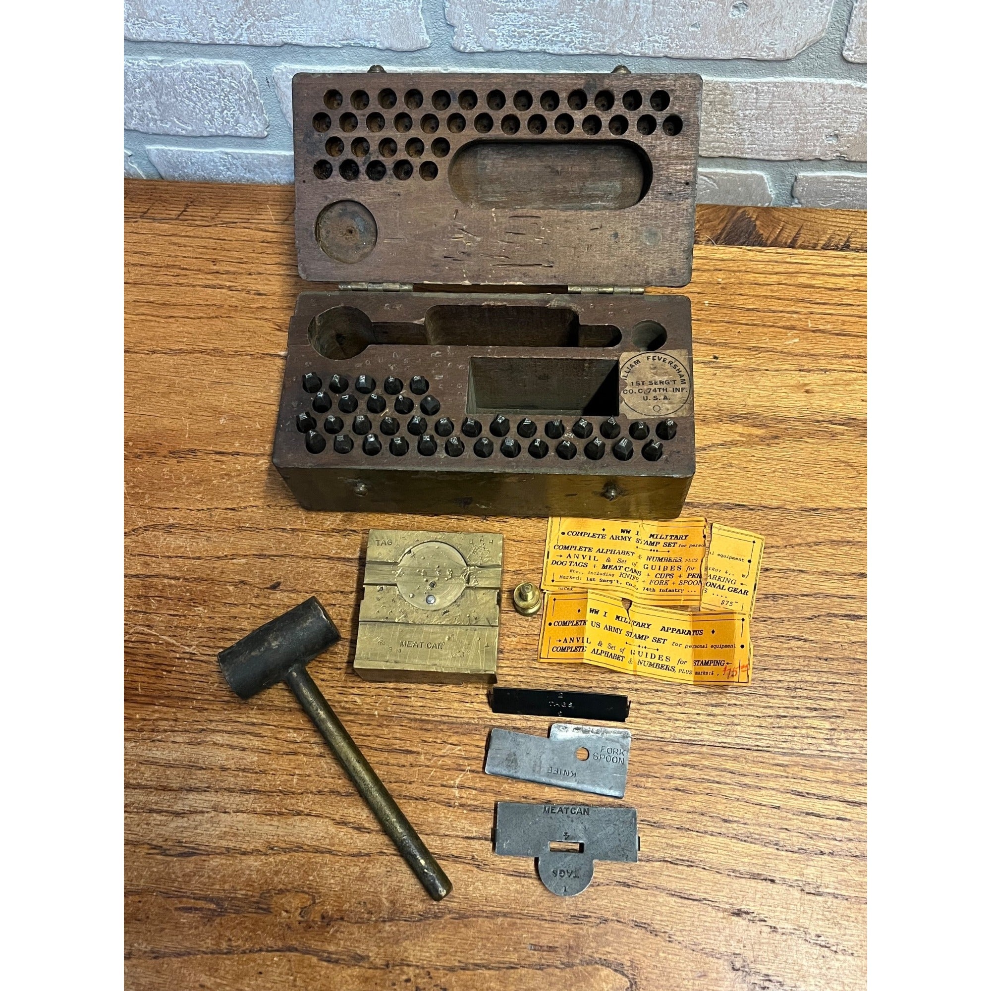 Rare Early WWI-WWII U.S. Army Military Dog Tag Stamping Field Kit