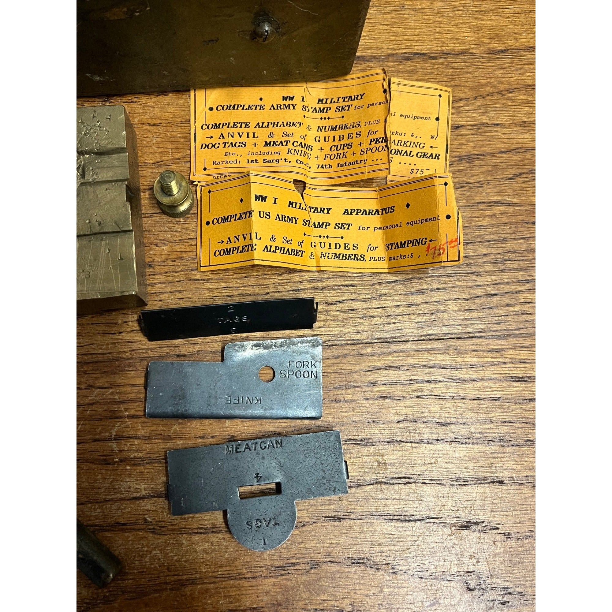 Rare Early WWI-WWII U.S. Army Military Dog Tag Stamping Field Kit