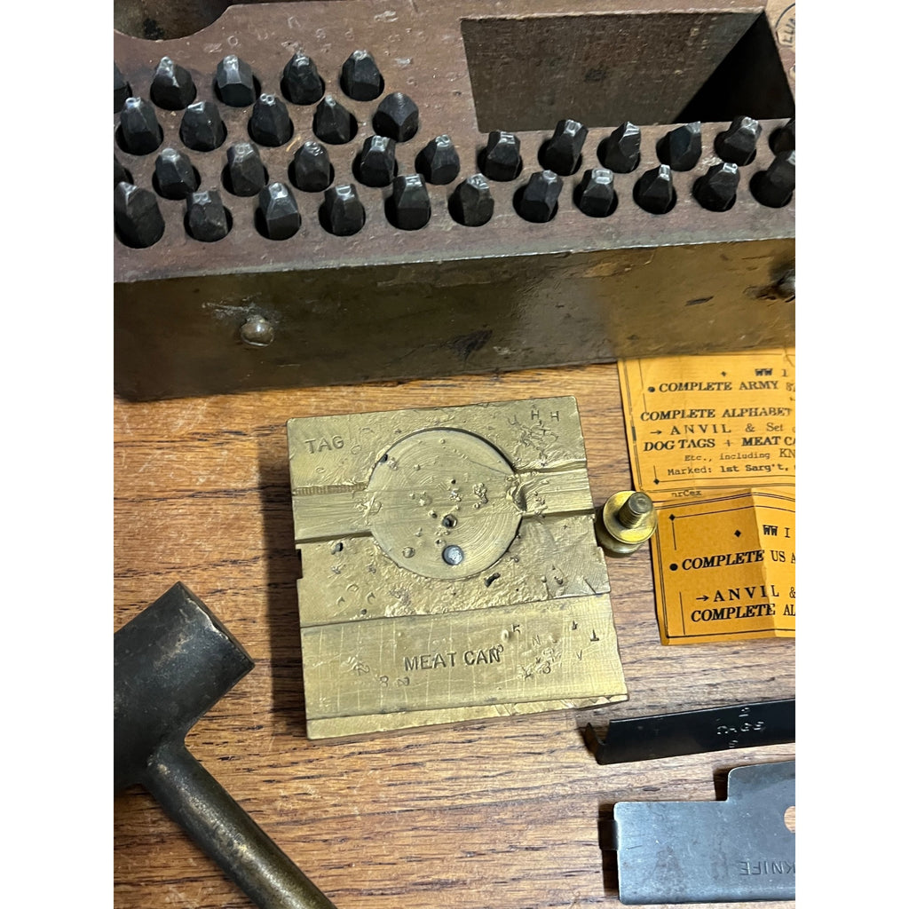 Rare Early WWI-WWII U.S. Army Military Dog Tag Stamping Field Kit