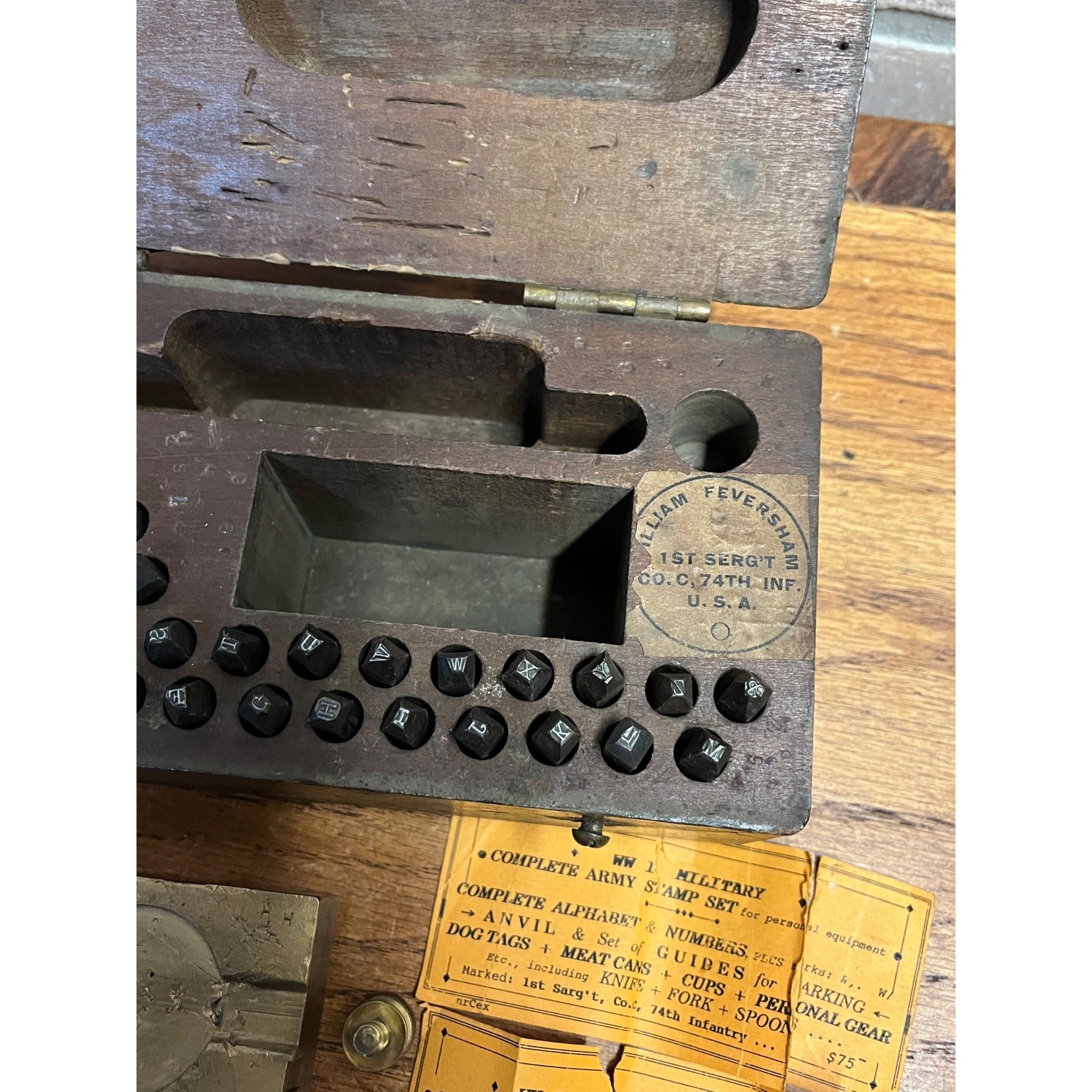 Rare Early WWI-WWII U.S. Army Military Dog Tag Stamping Field Kit