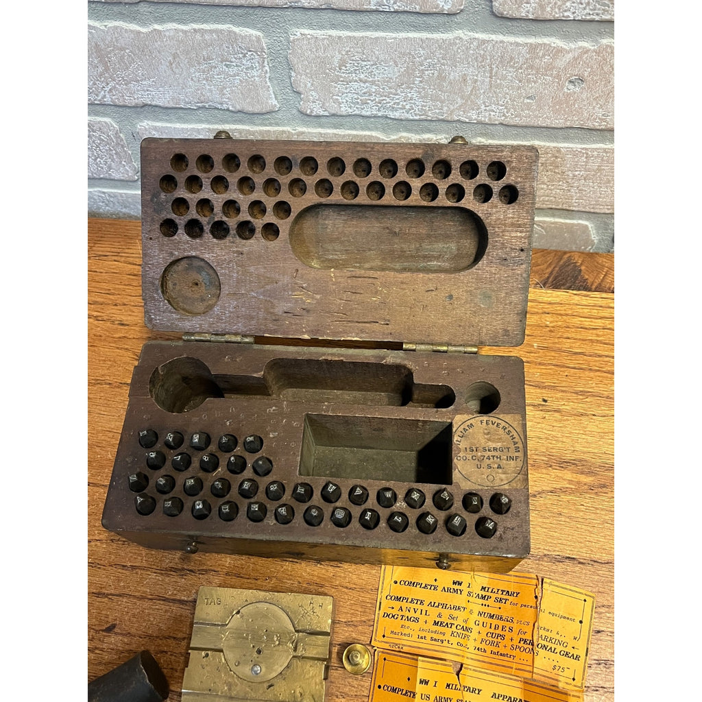 Rare Early WWI-WWII U.S. Army Military Dog Tag Stamping Field Kit