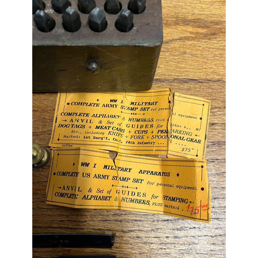 Rare Early WWI-WWII U.S. Army Military Dog Tag Stamping Field Kit