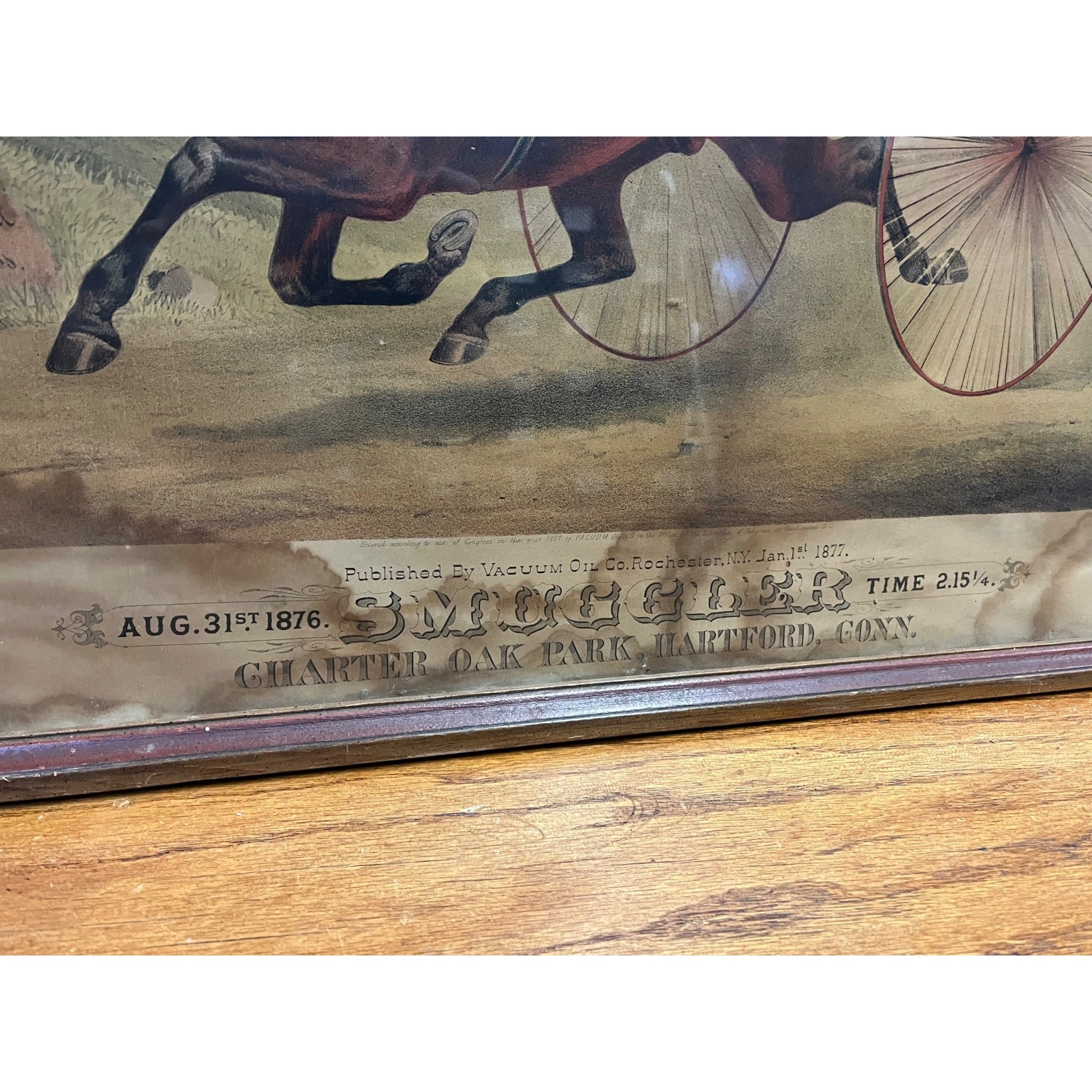 Antique 1876 Vacuum Oil Company Rochester NY Framed Litho Advertising Sign