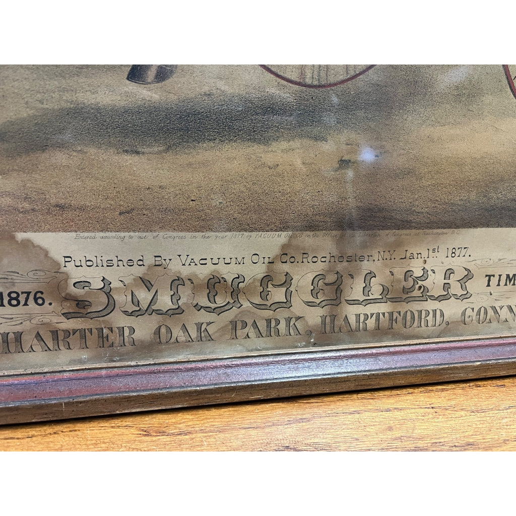 Antique 1876 Vacuum Oil Company Rochester NY Framed Litho Advertising Sign