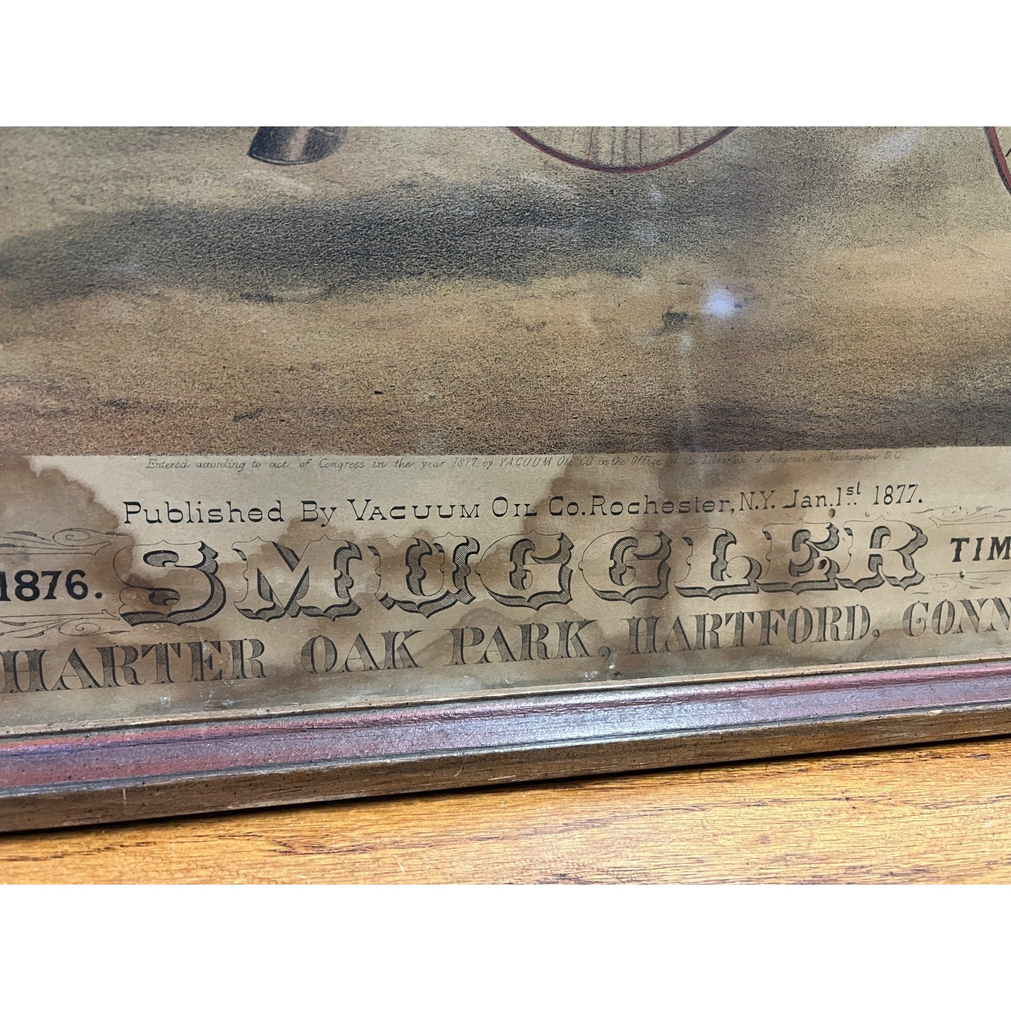 Antique 1876 Vacuum Oil Company Rochester NY Framed Litho Advertising Sign