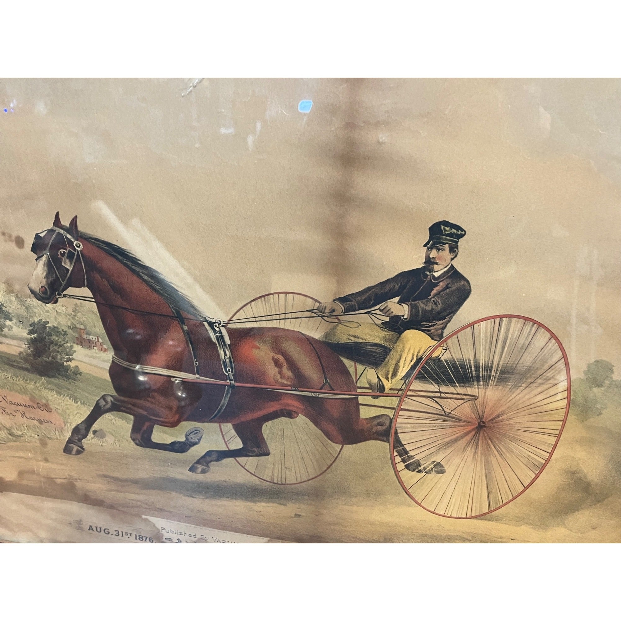 Antique 1876 Vacuum Oil Company Rochester NY Framed Litho Advertising Sign